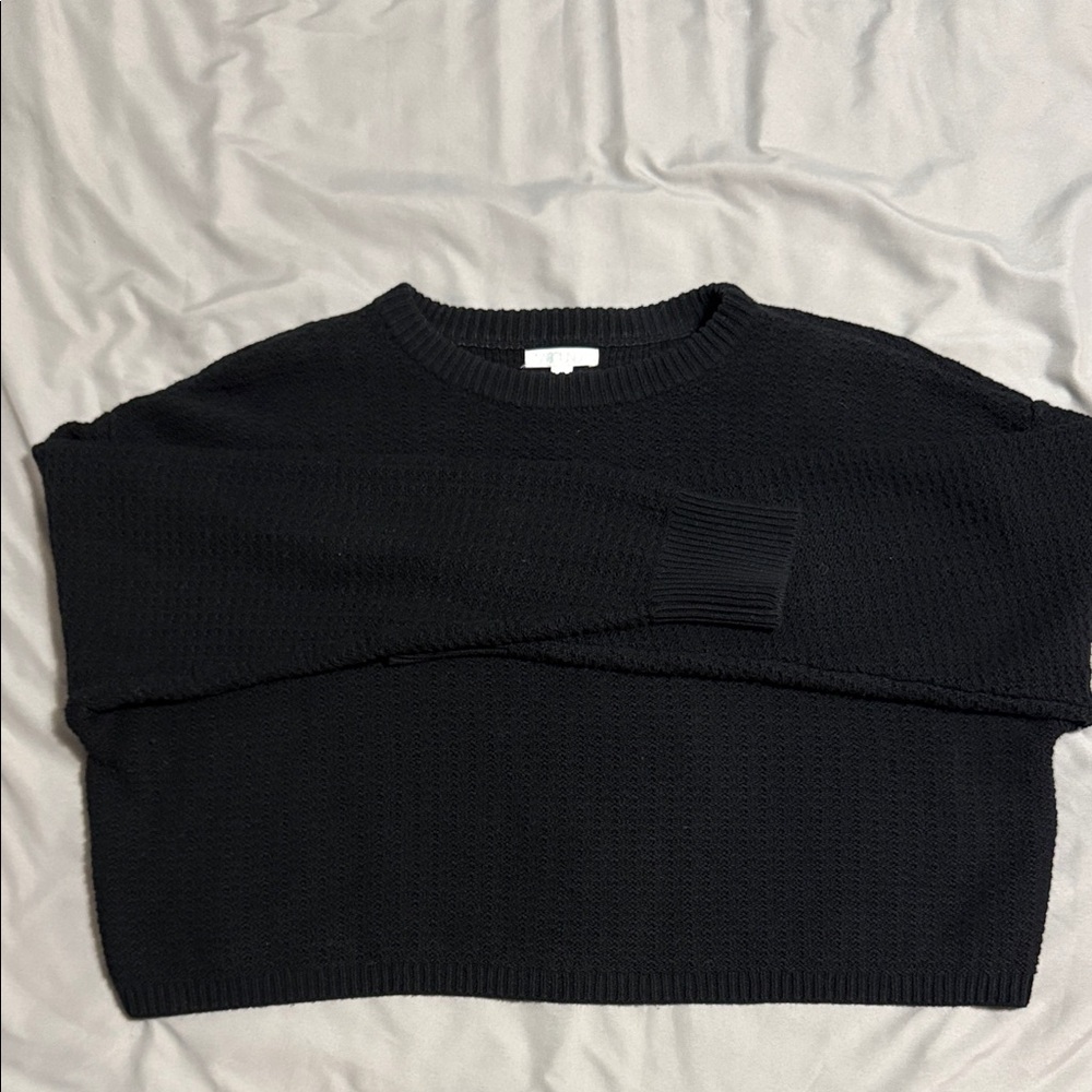 Abound Black Crewneck Crop Sweater